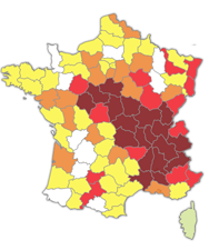 cartographie 2011 de la présence d' ambroisie en france